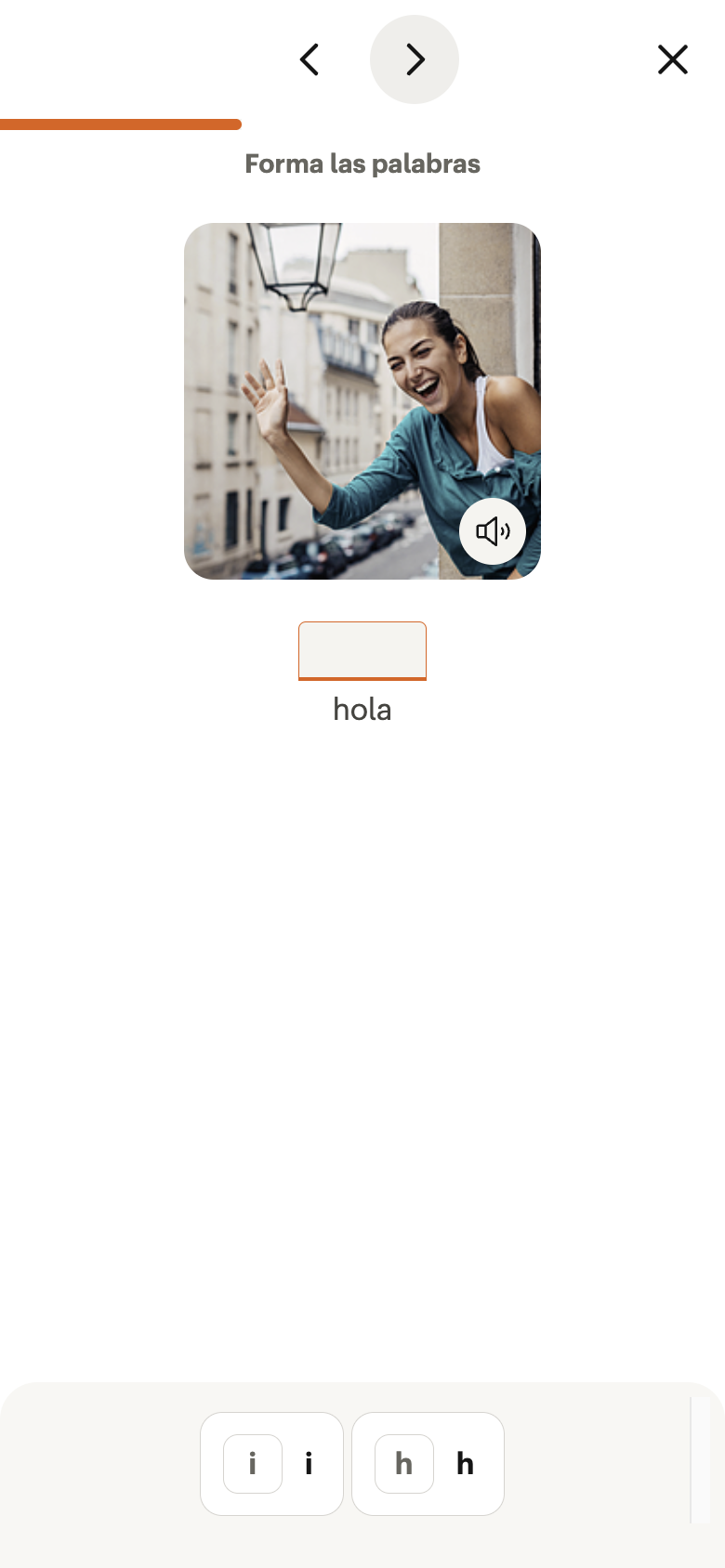 Armas la palabra en inglés con bloques de letras.