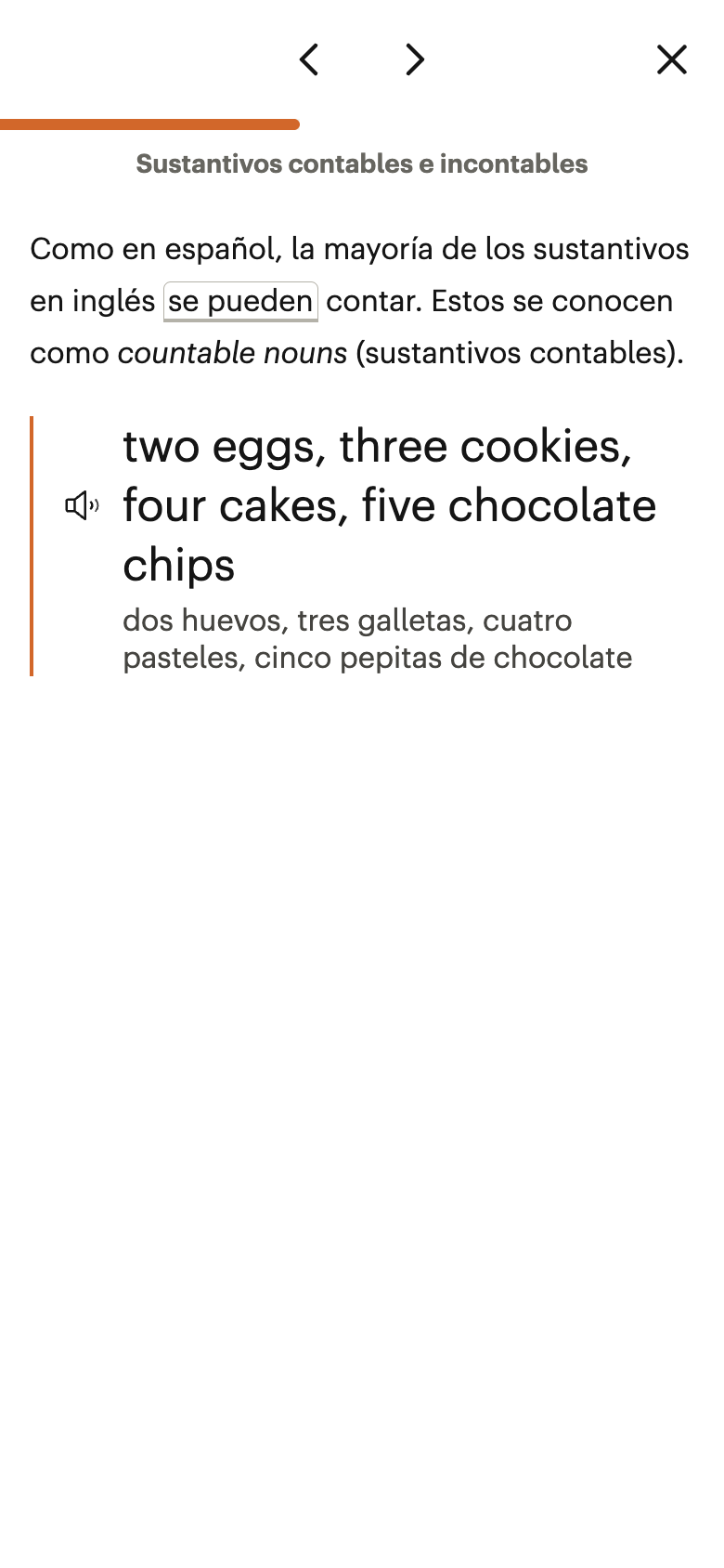 Gramática explicada en español, con huecos que completas tú mientras lees.