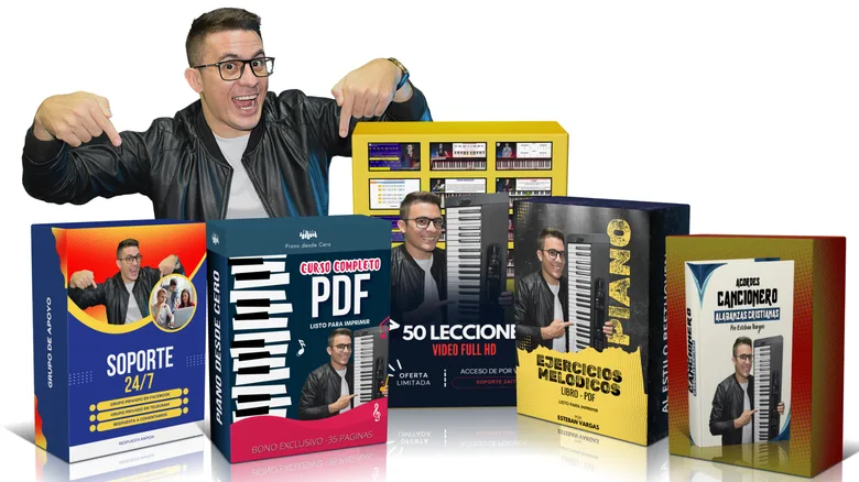 Lo que incluye: grupos de apoyo, libro PDF, 50 lecciones en video, ejercicios melódicos y cancionero